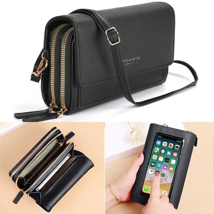 Women Touch Screen Cell Phone Pouch Crossbody Shoulder Bag Card Key Wallet Purse
