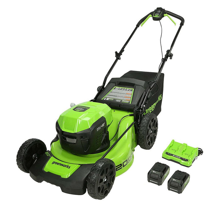 GreenWorks 48V 20 inch Deck Cordless Lawn Mower with 2x4Ah Battery and Charger