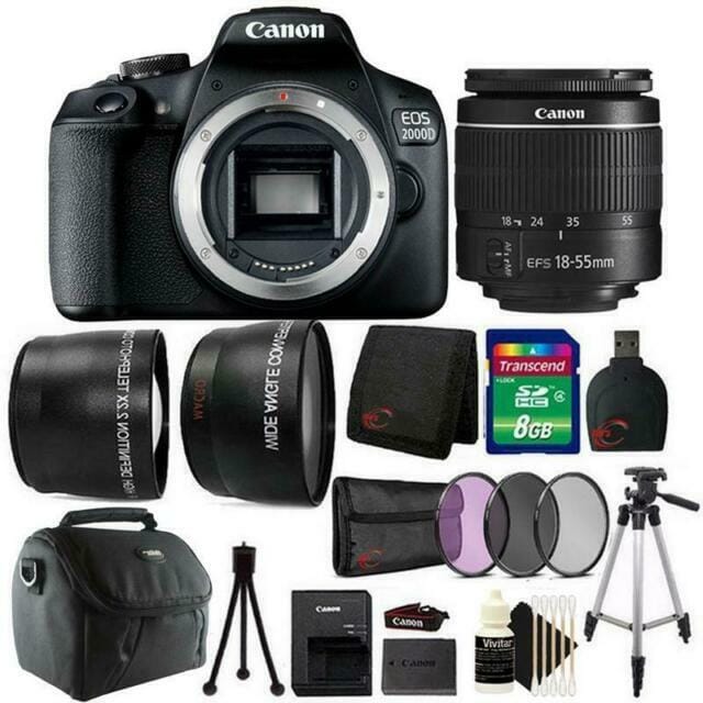 Canon EOS 2000D Rebel T7 Digital SLR Camera Kit and Accessory Bundle