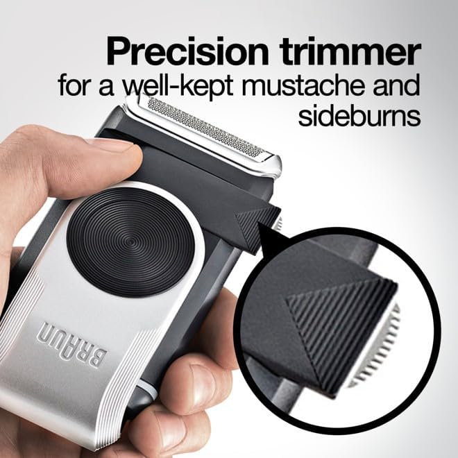 Braun Electric Razor for Men, M90 Mobile Electric Shaver, Precision Trimmer, Washable