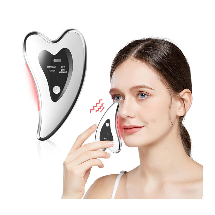 Electric Gua Sha Facial Tools - Face Sculpting Tool/Lift Device - Heated & Vibration & Red Light Massager, Anti-Aging & Wrinkles, Puffiness, Double Chin, Tension Relief