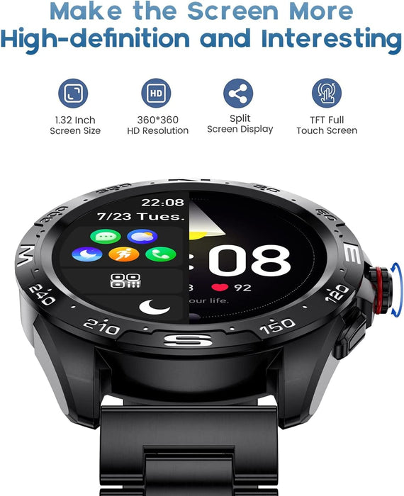 BANGWEI Smart Watch for Men, Bluetooth Answer/Make Call/Voice Speaker, Fitness Tracker