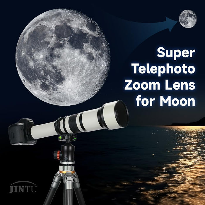 JINTU 650-1300mm Telephoto Zoom Lens F/8.3 for Canon Nikon SLR T8 T8i T7i T7s T7 T6s T6i T6 T5 SL3 SL2 4000D 650D 800D 550D 80D 90D 60D 5D IV D5600 D5500 D5100 D3300 D3200 D7500 D90