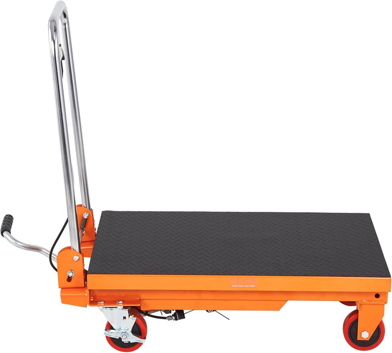 VEVOR TF15 Hydraulic Lift Table Cart, 330lbs Capacity 28.5" with 4 Wheels and Non-Slip Pad, for Material Handling and Transportation, Orange