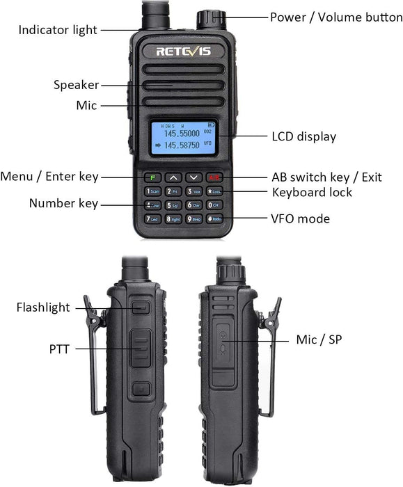 Retevis RT85 2 Way Radios Walkie Talkies Long Range, Walkie Talkies with Speaker Mic, Professional Two Way Radios for Manufacturing, Industrial, Worksite(4 Pack)