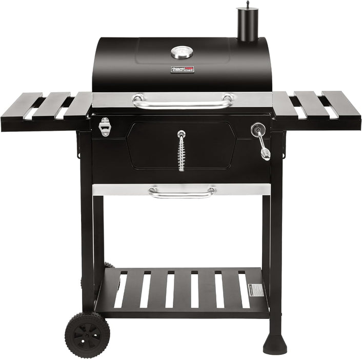 Royal Gourmet CD1824EN 24” Charcoal Grill Outdoor Smoker with Side Tables Backyard Griller Party BBQ Picnic Patio Cooking, Black