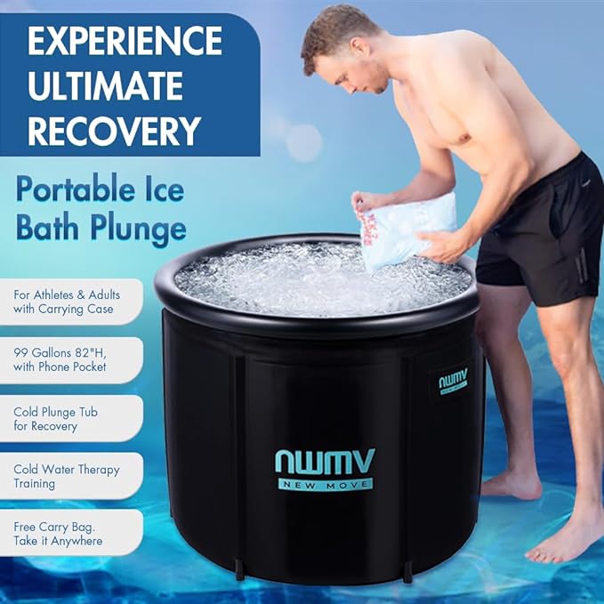 Portable XL Ice Bath Tub for Athletes & Adults with Carrying Case - 99 Gallons 82"H, with Phone Pocket - Leak Proof Cold Plunge Tub for Recovery & Cold Water Therapy - Cold Water Therapy Training