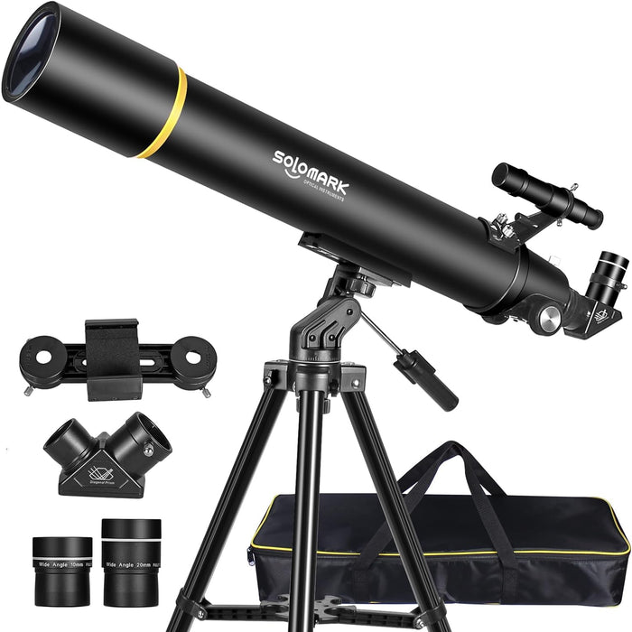 Telescopes for Adults Astronomy, 80mm Aperture 900mm Professional Refractor Telescope for Kids & Beginners, Compact and Portable Travel Telescopio with Carrying Bag