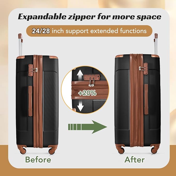 Merax Luggage Set 3 Piece Expandable Lightweight Spinner Suitcase with Corner Guards