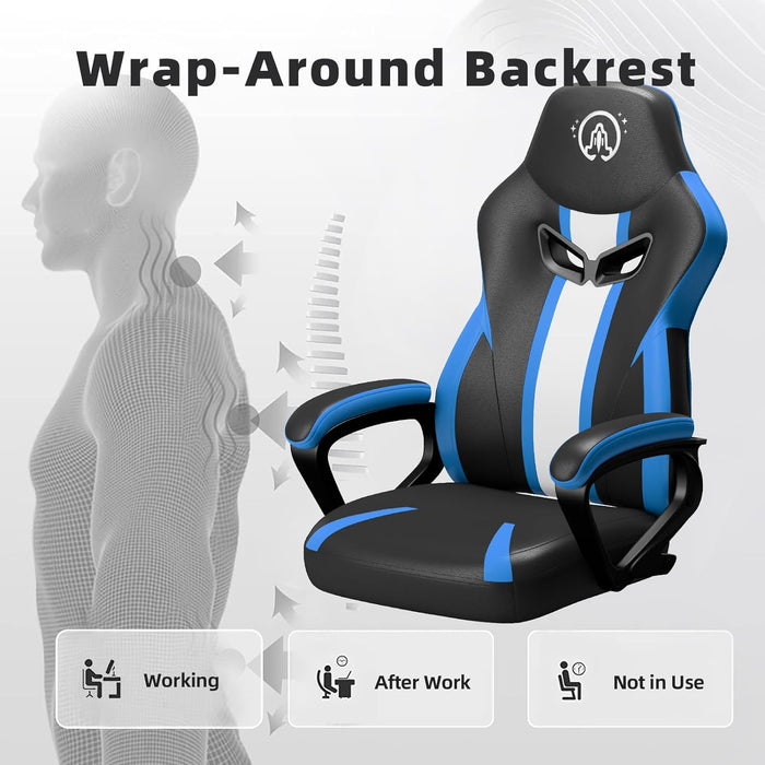 ZHISHANG Gamer Chair Gaming Chair for Adults Teens, Ergonomic Silla Gamer Computer Gaming Chair Racing Style with Lumbar Support, 300lbs(Blue) (ZS188-BLUE-BK)