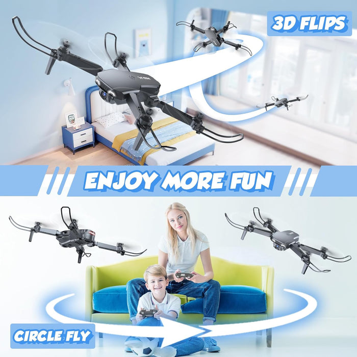 NEHEME NH525 Plus Foldable Drones with 1080P HD Camera for Adults, RC Quadcopter WiFi FPV Live Video, Altitude Hold, Headless Mode, One Key Take Off for Kids Beginners with 2 Batteries and Carry Case