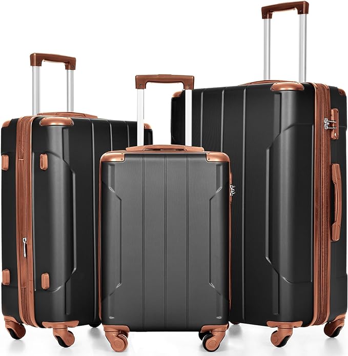 Merax Luggage Set 3 Piece Expandable Lightweight Spinner Suitcase with Corner Guards