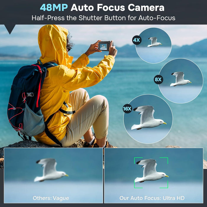 4K Digital Camera for Photography Autofocus, Upgraded 48MP Vlogging Camera for YouTube with SD Card