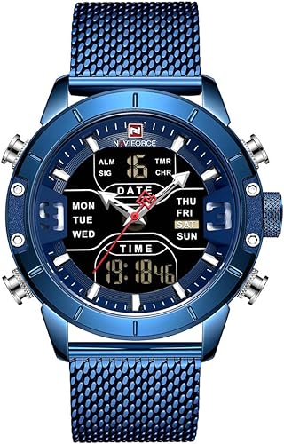 NAVIFORCE Digital Watch Men Waterproof Sports Watches Stainless Steel Military Quartz Clock Wristwatch