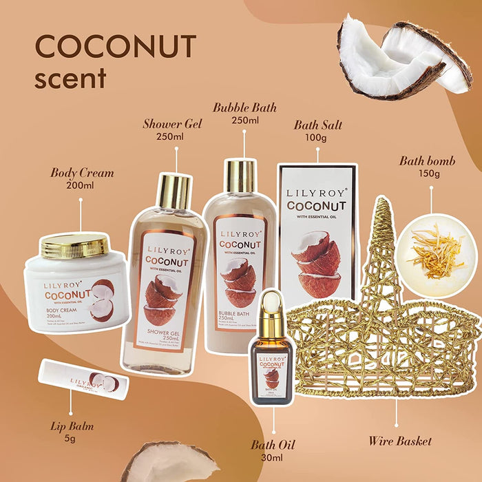 Spa Gift for Women ,Coconut Spa Gift Baskets 8Pcs Spa Gift Set