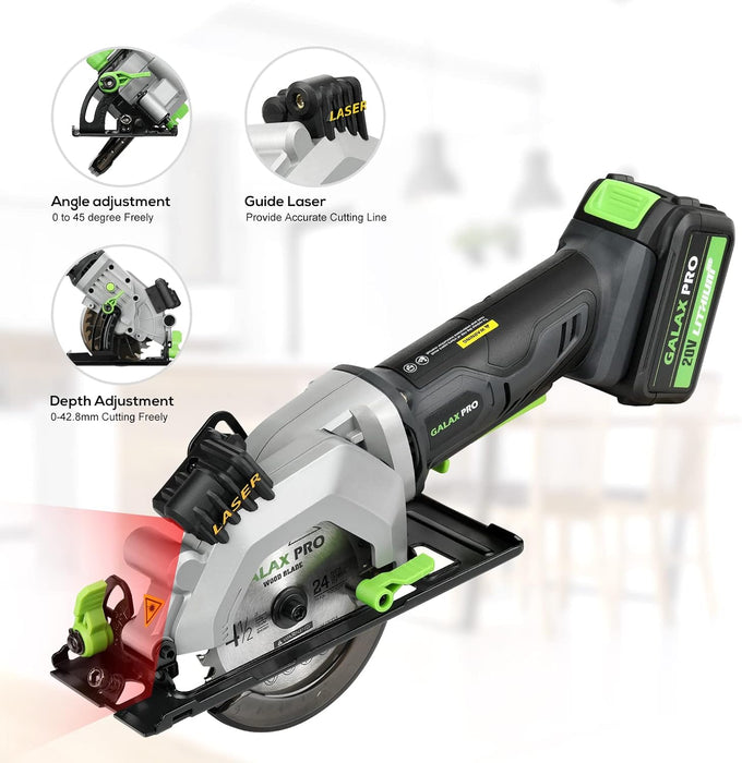 GALAX PRO Circular Saw and Reciprocating Saw Combo Kit with 1pcs 4.0Ah Lithium Battery and One Charger, 7 Saw Blades and Tool Bag