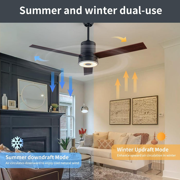 52 Inch Ceiling Fan with RGB Dimming LED Light,with Music Bluetooth Speaker,with Remote Control,3-Speed Regulation, Reversible Motor,Timing,for Living room,Bedroom,Restaurant,Outdoor…