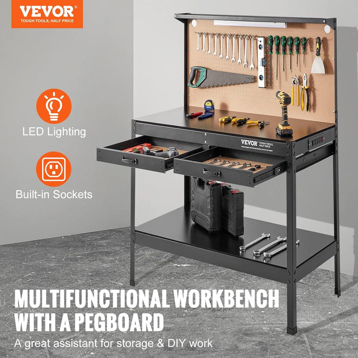 VEVOR Workbench A3 Steel Work Bench for Garage max. 1500W Heavy Duty Workbench