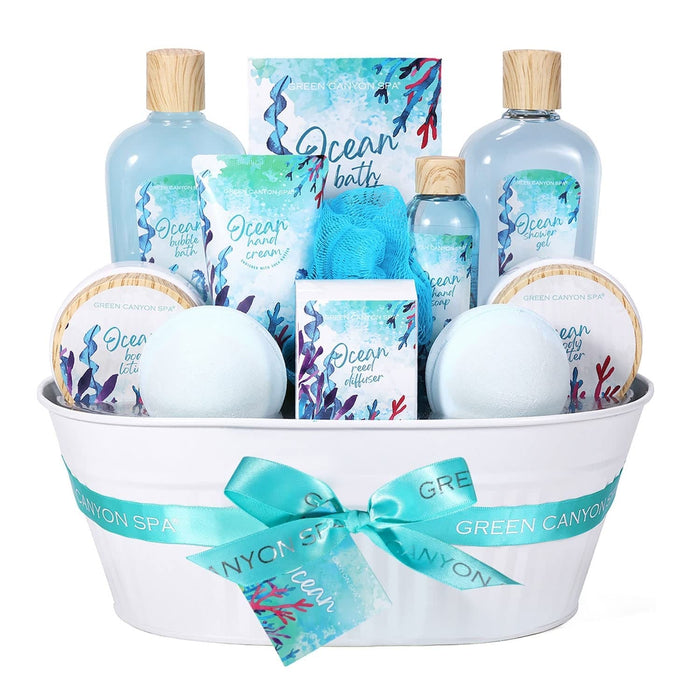 Spa Gift Baskets for Women, Bath and Body Gift Set for Women, 12Pcs Ocean Spa Kit