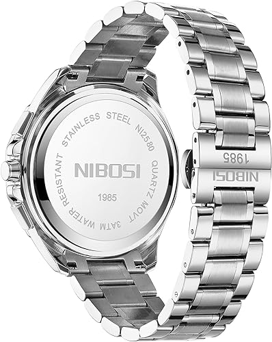 NIBOSI Men's Watch Analog Sport Chronograph Waterproof Watches for Men Business Military Quartz Tourbillon Stainless Steel Casual Wrist Watch