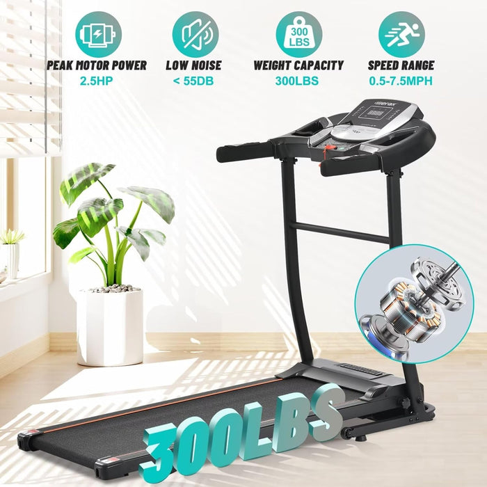 Merax Treadmills For Home Perfect Folding Treadmill, Walking Running Treadmill with Incline, Cardio Exercise Machine, 2.5 HP, 7.5MPH, 300 lbs User Capacity