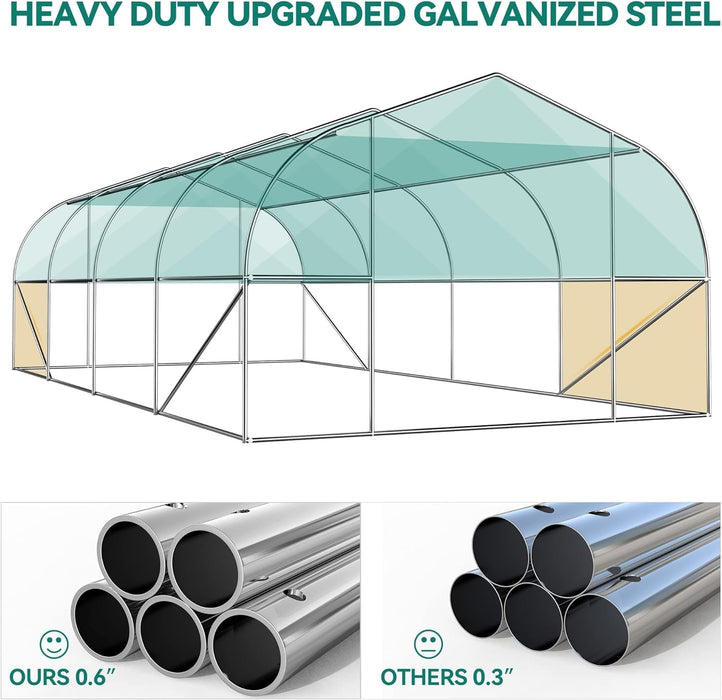 YITAHOME 20x10x6.5ft Greenhouse Large Heavy DutyOutdoor Greenhouses Walk in Tunnel Green House Portable Plant Gardening Upgraded Galvanized Steel Frame Ropes Zipper Doors 7 Crossbars Garden, Green