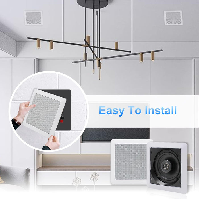 Herdio Bluetooth Ceiling Speakers, 320W 5.25 Inch Flush Mount in Wall Speakers Surround Sound System, Perfect for Home Theater, TV, Bathroom, White, 2 Pairs