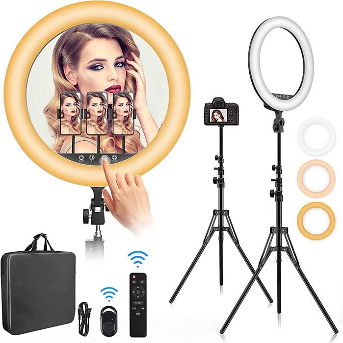 18" LED Selfie Ring Light with Tripod Phone Holder Stand For Makeup Live Stream