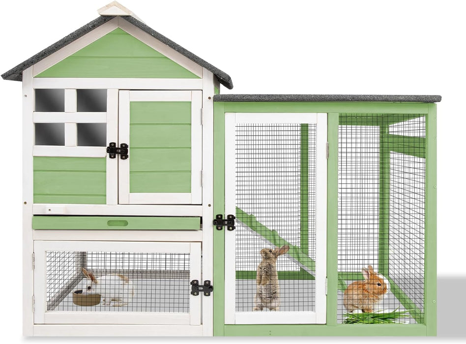 Rabbit Hutch Indoor Large Wooden Rabbit Hutch Outdoor Rabbit Cages Wooden Rabbit Hutch with Pull Out Tray Large Rabbit Hutch Bunny Hutch Indoor Guinea Pig Cages Waterproof Asphalt Roof