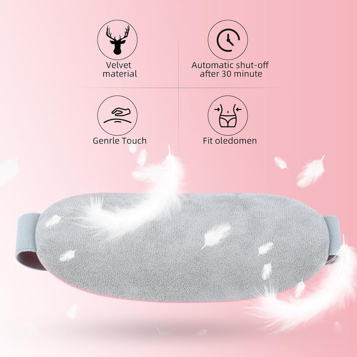 ZPP Portable Cordless Heating Pad, Fast Heating Pad, Electric Waist Belt Device, 3-Speed Vibration&Heat Levels, Back or Belly Heating Pad for Women and Girl