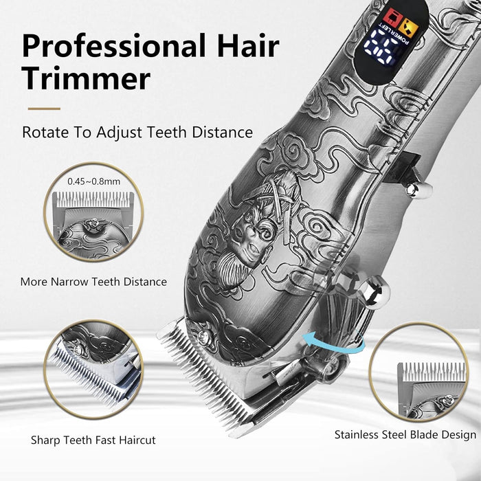 Soonsell Hair Clippers for Man T-Blade Trimmer Nose Hair Trimmer Set,Man Professional Cordless Barber Clippers Set Blade Close Cutting Beard Trimmer Trimmer ，Nose Hair Trimmer LCD Display(Silver）