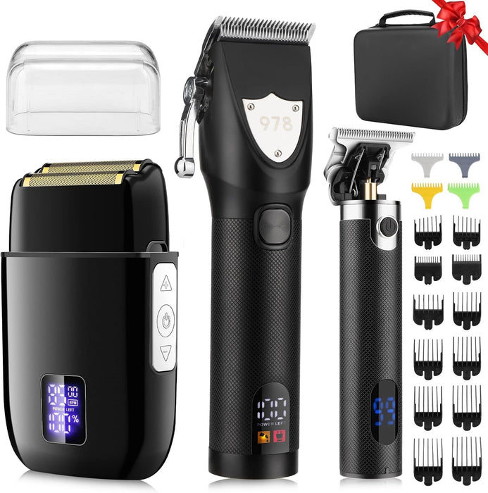 Suttik Hair Clippers for Men Professional, Cordless Beard Trimmer & Electric Shavers for Men, Mens Hair Clippers and Trimmer Kit for Barber with Case, Black