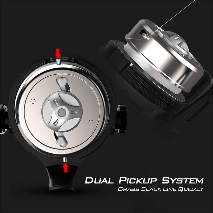 KastKing Brutus Spincast Fishing Reel,Easy to Use Push Button Casting Design,High Speed 4.0:1 Gear Ratio,5 MaxiDur Ball Bearings, Reversible Handle for Left/Right Retrieve, Includes Monofilament Line.