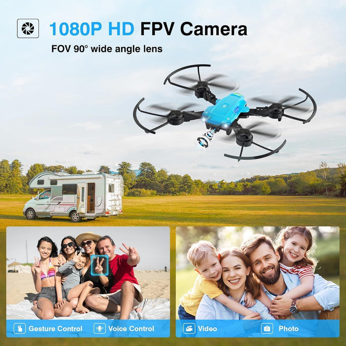 ATTOP Drone with 1080P Camera, FPV Foldable Camera Drone for Kids, One Key Start, Voice Control, Gestures Selfie, RC Quadcopter w/Altitude Hold, 3D Flips, 2 Batteries, Toy Gift for Kids Beginners