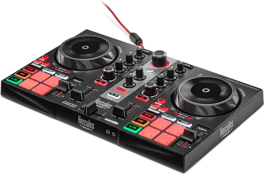 Hercules DJControl Inpulse 200 MK2 — Ideal DJ Controller for Learning to Mix — Software and Tutorials Included, Black