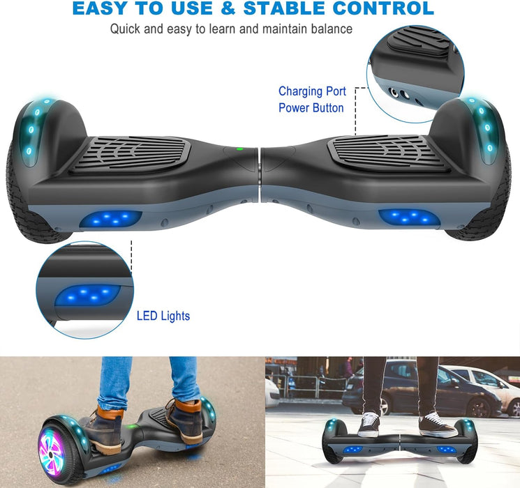 CBD Hoverboard for Kids, Upgraded Hoverboard Bluetooth Speakers & LED Light- 6.5" Tires Dual Powerful Motor All Road Hoverboards - Large Battery Hover Board UL2272 Certified Great Gift