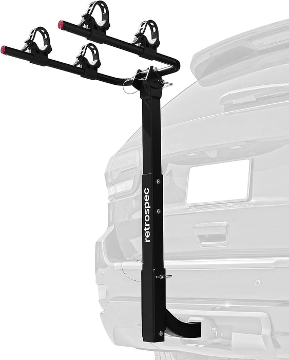 Retrospec Lenox 2 - Bike Hitch Rack for Cars, Trucks, SUVs with 2” Hitch | Foldable Steel Frame with Anti-Rattle Adapter, Tie Down Cradles and Straps - Fits Most Frames