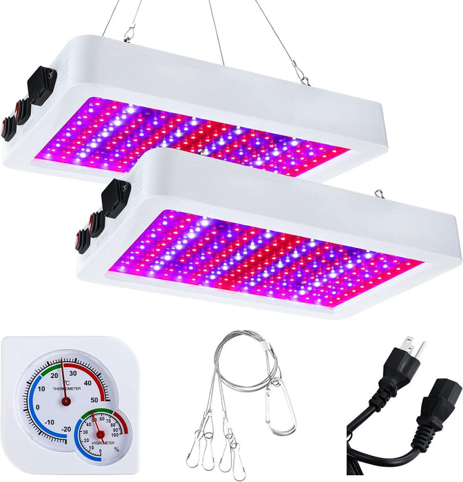 2 Pack 1000w LED Grow Lights for Indoor Plants Full Spectrum, Plant Growing Lamps with Veg & Bloom & Veg-bloom 3 Modes, Daisy Chain and Temperature Hygrometer for Indoor Grow Tent Plant Veg and Flower