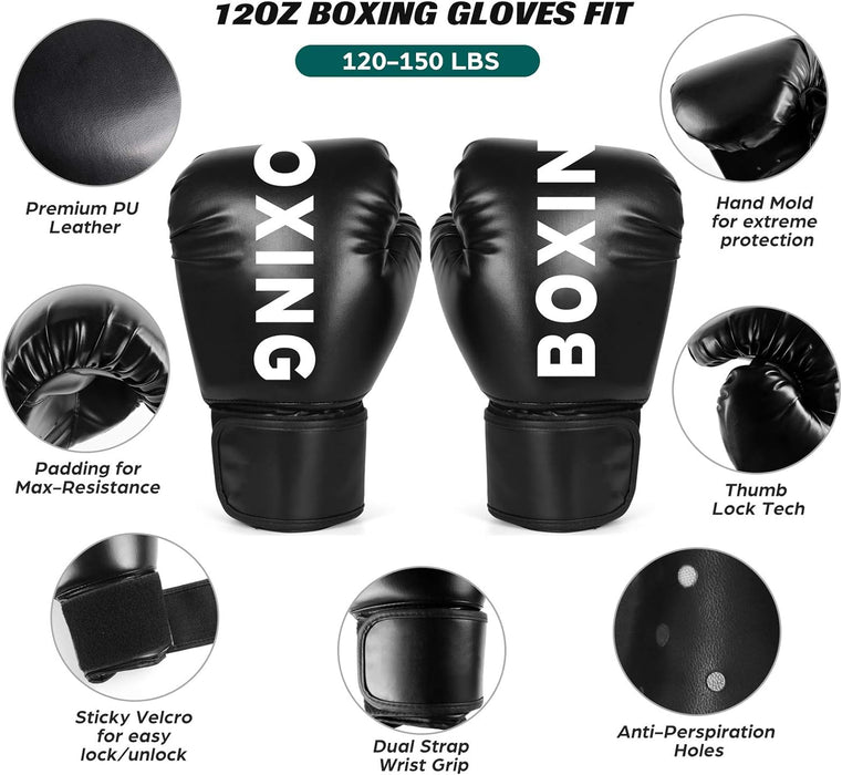 Odoland 4FT Punching Bag Unfilled Set for Adult Men and Women, Kick Heavy Boxing Bag with 12OZ Boxing Punching Gloves, Hand Wraps, 3 Reflex Ball Set, Jumping Rope MMA, Muay Thai