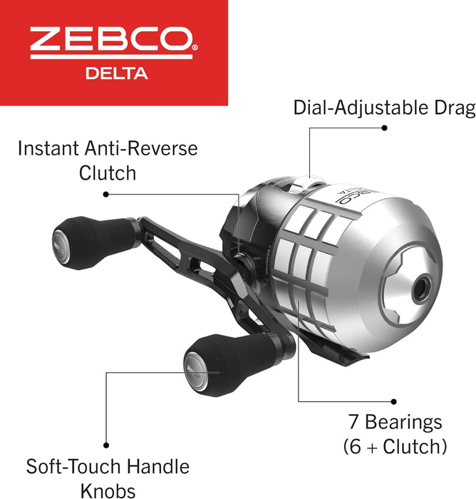 Zebco Delta Spincast Fishing Reel, Instant Anti-Reverse Clutch, All-Metal Gears, Changeable Right- or Left-Hand Retrieve