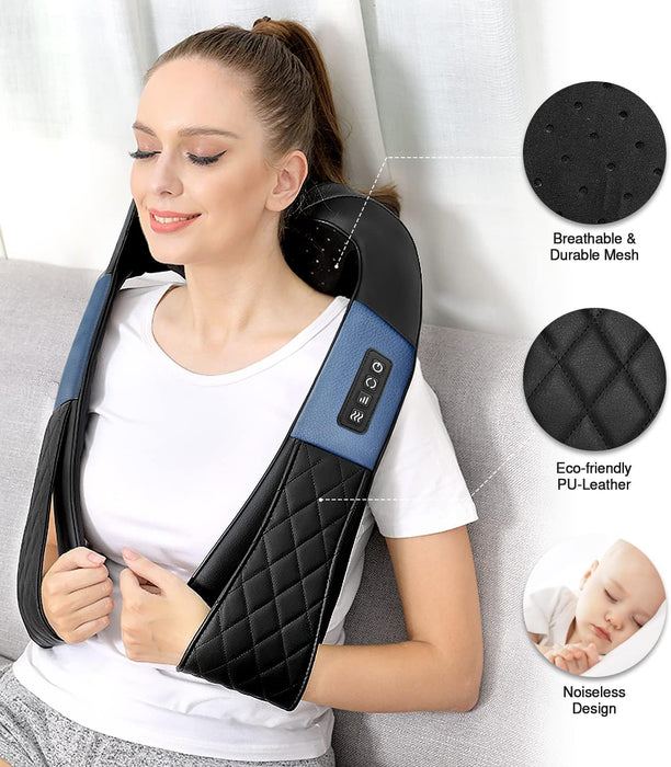 WOQQW Neck Massager with Heat, Shiatsu Back Neck and Shoulder Massager, Deep Tissue 4D Kneading Massage Relax Muscle Pain Relief, Use at Home, Office, Car- Best Gifts for Women Men Mom Dad