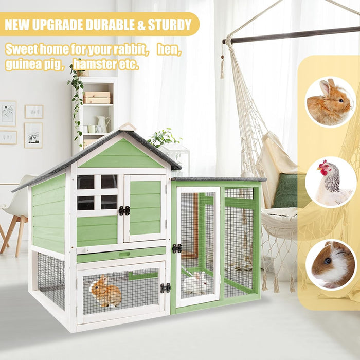 Rabbit Hutch Indoor Large Wooden Rabbit Hutch Outdoor Rabbit Cages Wooden Rabbit Hutch with Pull Out Tray Large Rabbit Hutch Bunny Hutch Indoor Guinea Pig Cages Waterproof Asphalt Roof