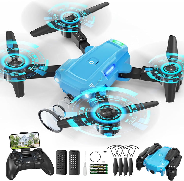 ATTOP Drone with 1080P Camera, FPV Foldable Camera Drone for Kids, One Key Start, Voice Control, Gestures Selfie, RC Quadcopter w/Altitude Hold, 3D Flips, 2 Batteries, Toy Gift for Kids Beginners