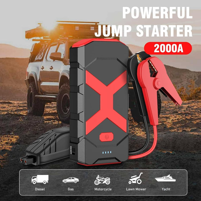 Car Jump Starter,Car Battery Jump Starter Pack 2000A Peak,12V Battery Pack