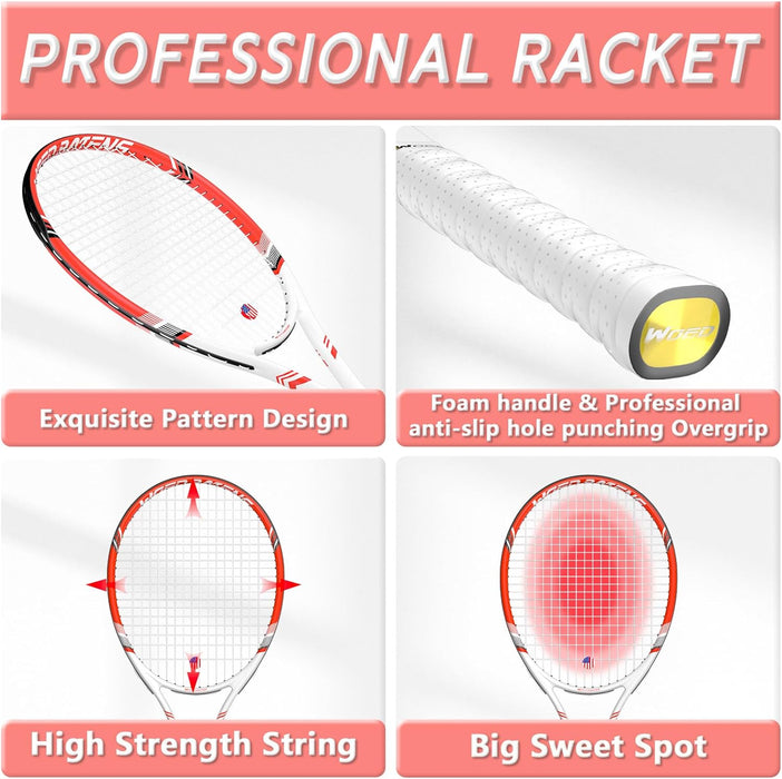 Pro Tennis Racket for Adults, 2 Player 27 inch Speed Tennis Racquet Acceptable for Beginner and Professional with 3 Tennis Balls, 2 Vibration Dampes, 2...