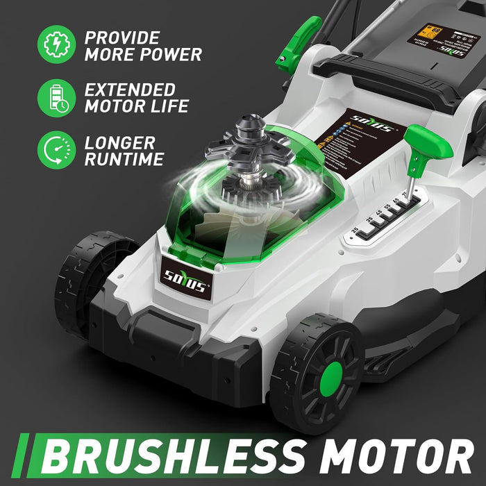 SOYUS Electric Lawn Mower Cordless, 40V 15 Inch Battery Powered Push Lawn Mower with Brushless Motor, 6-Postion Height Adjustment, 2x4.0Ah Batteries & Charger Included