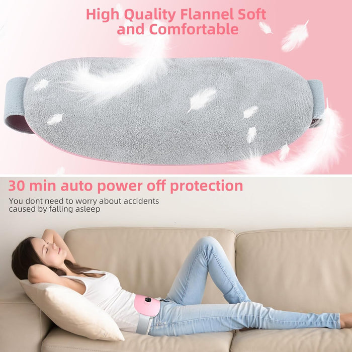 ZPP Portable Cordless Heating Pad, Fast Heating Pad, Electric Waist Belt Device, 3-Speed Vibration&Heat Levels, Back or Belly Heating Pad for Women and Girl