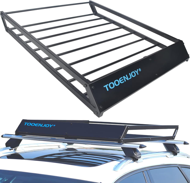 TOOENJOY Roof Rack Cargo Basket, 43’’x 35’’x 4.7’’, Anti-Rust Rooftop Cargo Carrier with Removable Wind Fairing, Universal Car Top Luggage Holder for Car, SUV and Truck, 150 lbs Capacity