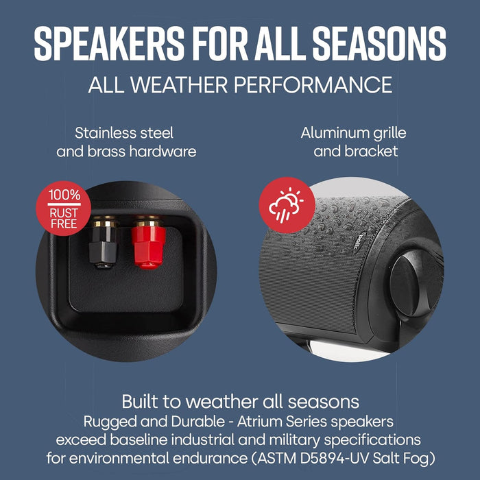 Polk Audio Atrium 4 Outdoor Speakers with Powerful Bass (Pair, Black), All-Weather Durability, Broad Sound Coverage, Speed-Lock Mounting System