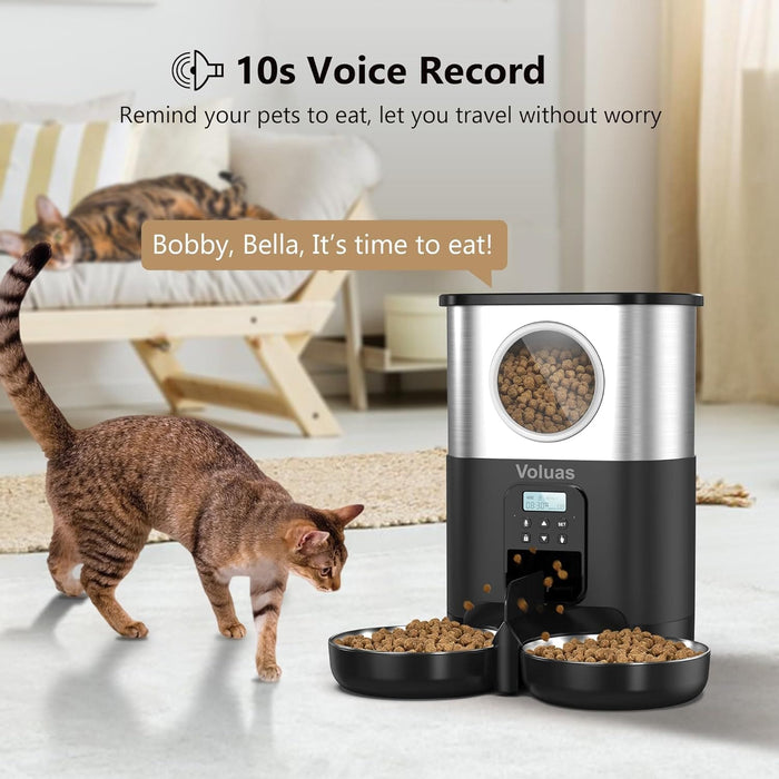 VOLUAS Automatic Cat Feeders for Two Cats, Pet Feeder